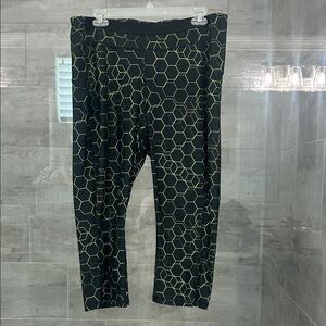 Sports Illustrated Swim Black Leggings with Yellow Honeycomb Print